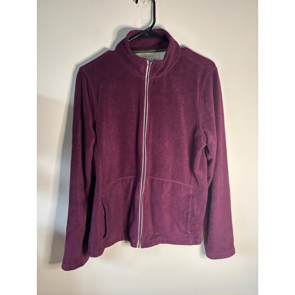 Hornyโ Toad Womens Large Purple Micro Fleece Full Zip Jacket Mock Neck Outdoor